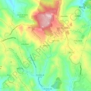 Mapa topográfico Alcareia, altitud, relieve