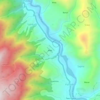 Mapa topográfico Jagar, altitud, relieve