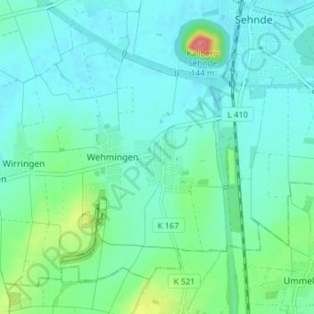 Mapa topográfico Bolzum, altitud, relieve