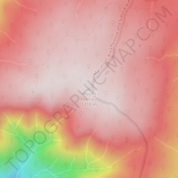 Mapa topográfico Mount Reynard, altitud, relieve