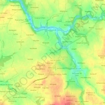 Mapa topográfico La Gare, altitud, relieve