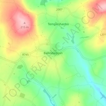Mapa topográfico Ballindaggan, altitud, relieve