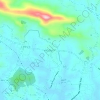 Mapa topográfico Vaanivilas, altitud, relieve