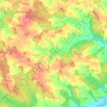 Mapa topográfico Ruhstorf, altitud, relieve