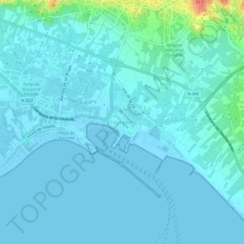 Mapa topográfico El Varadero, altitud, relieve