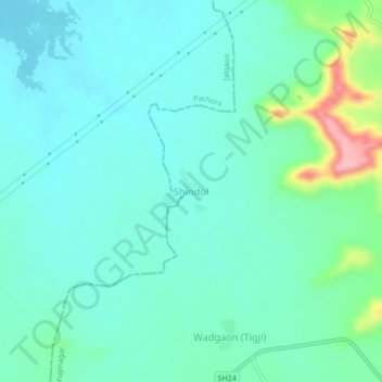 Mapa topográfico Shindol, altitud, relieve