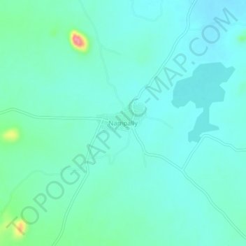 Mapa topográfico Nampally, altitud, relieve