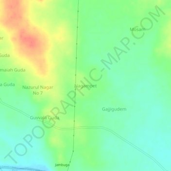 Mapa topográfico Nagampet, altitud, relieve