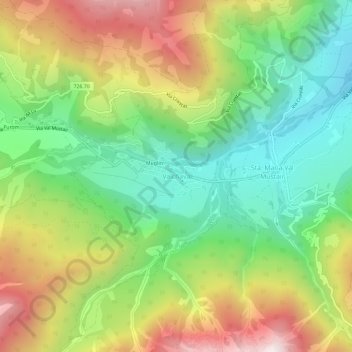 Mapa topográfico Valchava, altitud, relieve