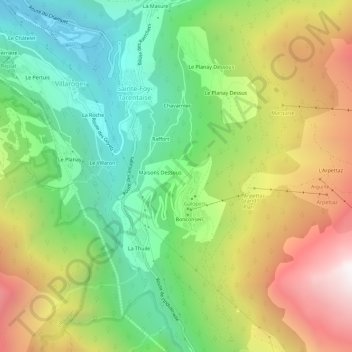 Mapa topográfico Montalbert, altitud, relieve