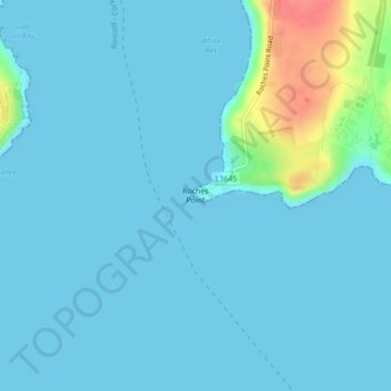Mapa topográfico Roches Point, altitud, relieve