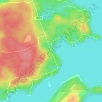 Mapa topográfico Port Cunnington, altitud, relieve