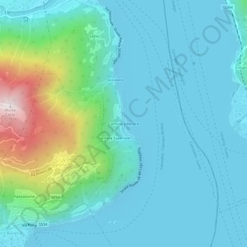 Mapa topográfico Carmine Inferiore, altitud, relieve