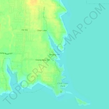 Mapa topográfico Beverly Hill, altitud, relieve