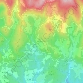 Mapa topográfico Redondessagne, altitud, relieve