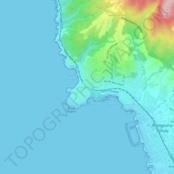 Mapa topográfico Castiglioncello, altitud, relieve