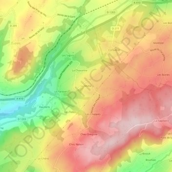Mapa topográfico La Motte, altitud, relieve