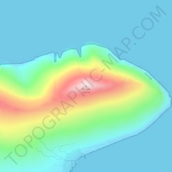 Mapa topográfico Borgin, altitud, relieve