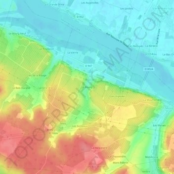 Mapa topográfico Le Bourg, altitud, relieve