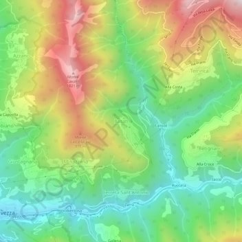 Mapa topográfico Basati, altitud, relieve