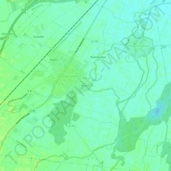 Mapa topográfico Bruehli, altitud, relieve