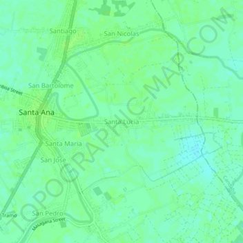 Mapa topográfico Santa Lucia, altitud, relieve