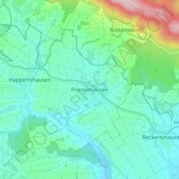 Mapa topográfico Friesenhausen, altitud, relieve