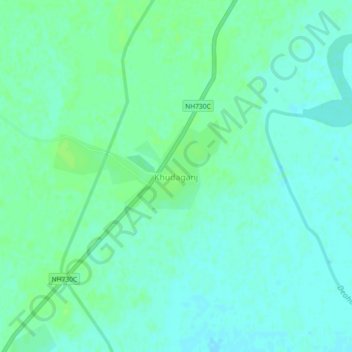 Mapa topográfico Khudaganj, altitud, relieve