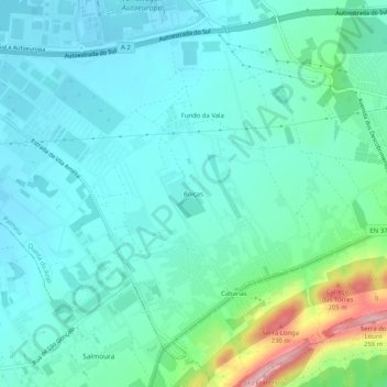 Mapa topográfico Boiças, altitud, relieve
