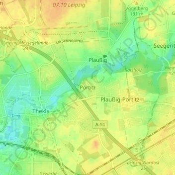 Mapa topográfico Portitz, altitud, relieve