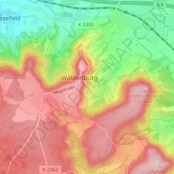 Mapa topográfico Hohenau, altitud, relieve