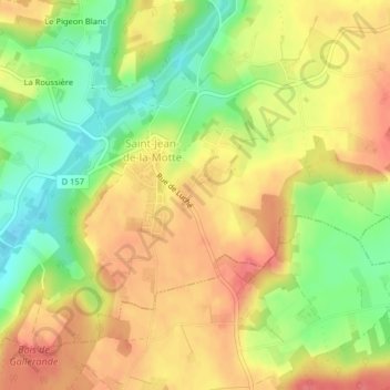 Mapa topográfico La Poterie, altitud, relieve