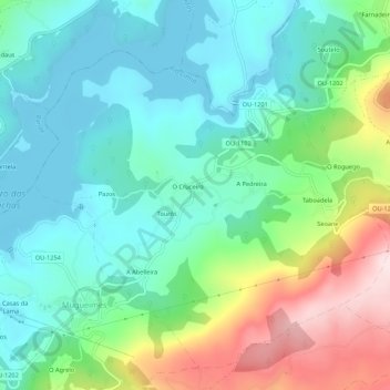Mapa topográfico Quintá, altitud, relieve