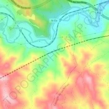 Mapa topográfico Martín Blanco, altitud, relieve