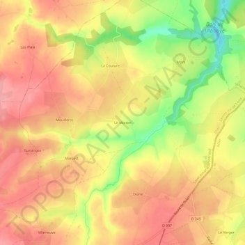 Mapa topográfico Le Montet, altitud, relieve
