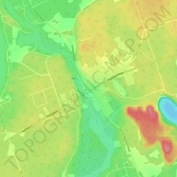 Mapa topográfico Marmora, altitud, relieve