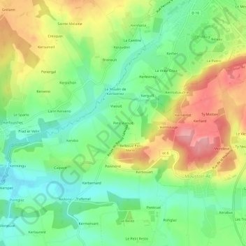 Mapa topográfico Petit Viaouit, altitud, relieve