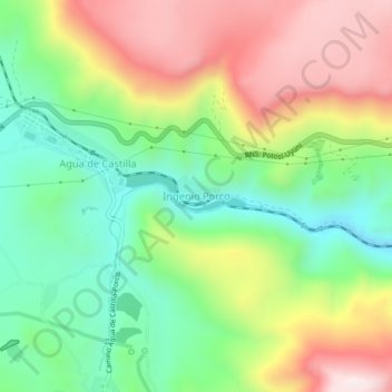 Mapa topográfico Ingenio Porco, altitud, relieve