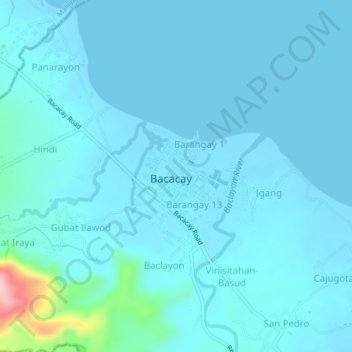 Mapa topográfico Barangay 8, altitud, relieve