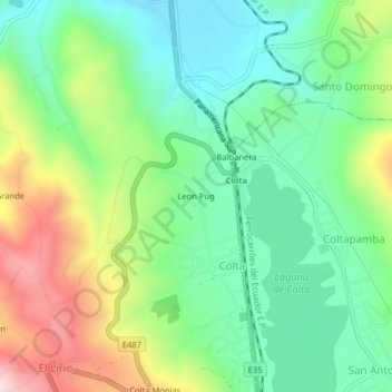 Mapa topográfico Leon Pug, altitud, relieve