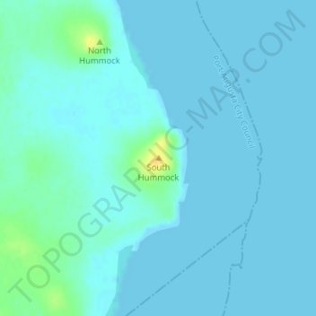 Mapa topográfico South Hummock, altitud, relieve