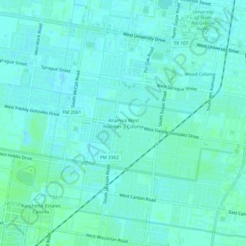 Mapa topográfico Altamira West Number 2 Colonia, altitud, relieve