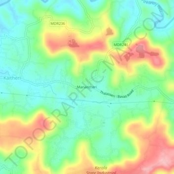 Mapa topográfico Manantheri, altitud, relieve