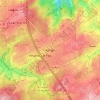 Mapa topográfico Engelgau, altitud, relieve