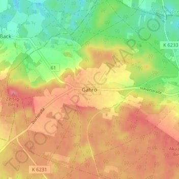 Mapa topográfico Gahro, altitud, relieve