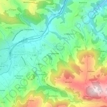 Mapa topográfico La Valsonnière, altitud, relieve