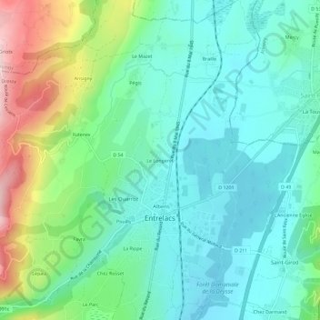 Mapa topográfico Le Longeret, altitud, relieve