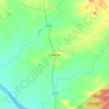 Mapa topográfico Subdega, altitud, relieve