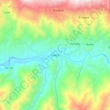 Mapa topográfico Cuilco, altitud, relieve