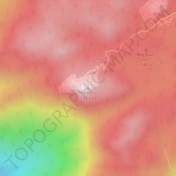 Mapa topográfico The Horn, altitud, relieve